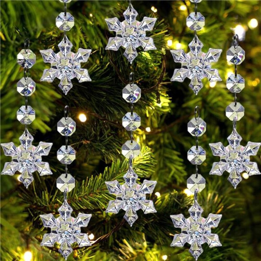 Snowflake Crystal Christmas Ornaments for Tree Decorations, Hanging Snowflake